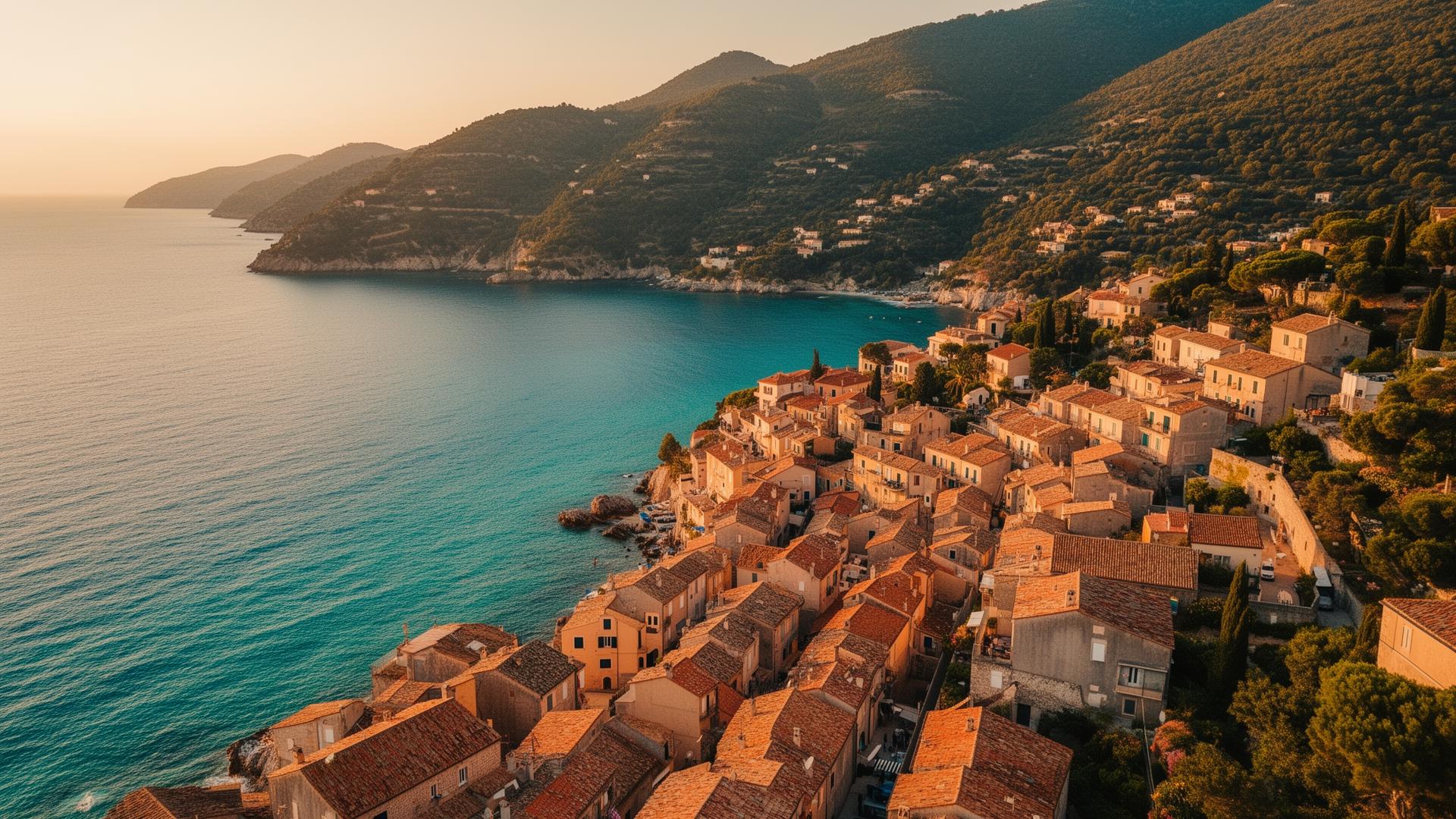 Coastal village at golden hour